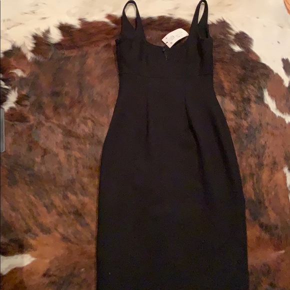 Cinq a Sept Breena Black Midi Cocktail Dress with Slit - Picture 12 of 13